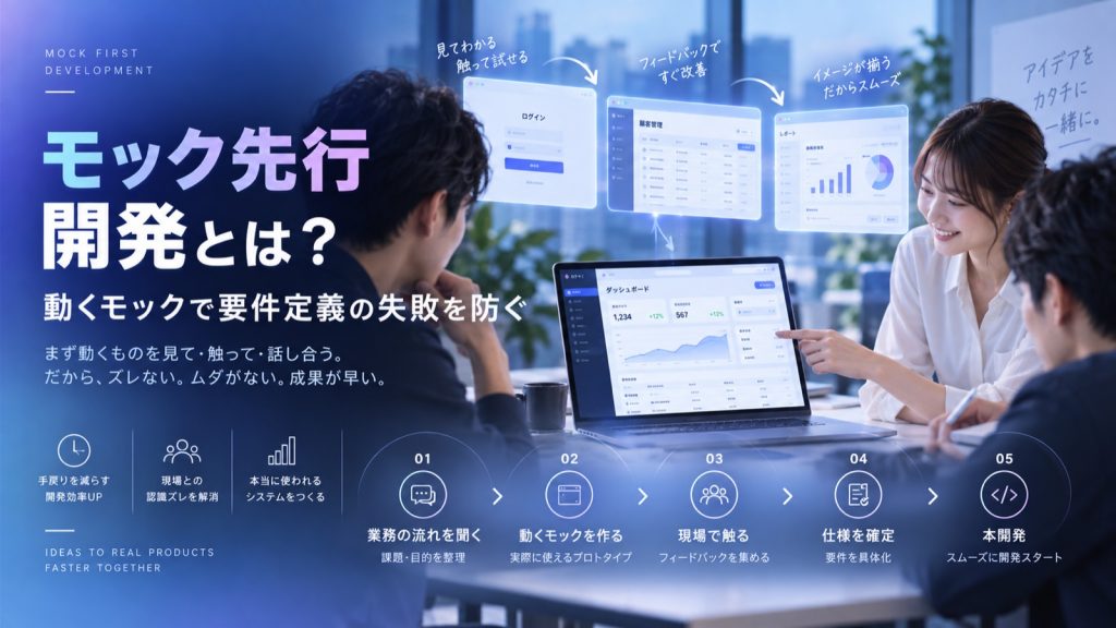 モック先行開発とは｜要件定義の失敗を防ぐ「動くモック」の進め方と依頼のコツ