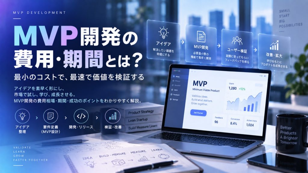 MVP開発の費用・期間とは？最小のコストで、最速で価値を検証する。アイデア→MVP開発→ユーザー検証→改善・拡大